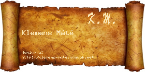 Klemens Máté névjegykártya